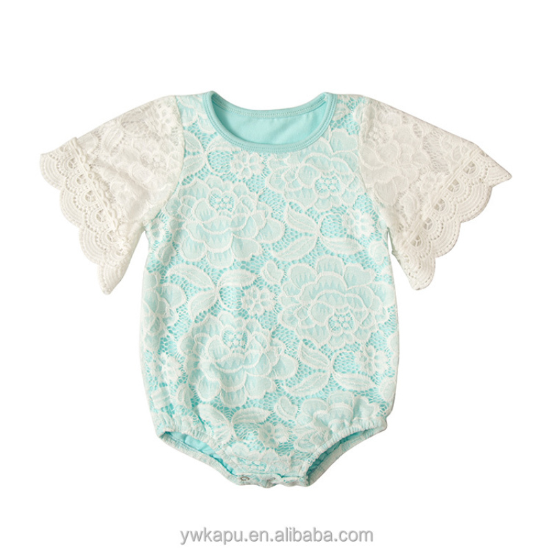 Princess summer boutique girls clothes romper sweet white lace baby cotton romper