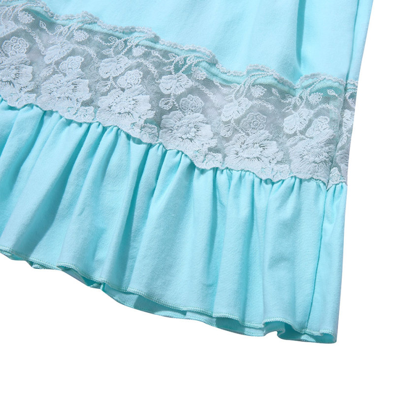 KAPU Autumn Blue cotton pink plain long chiffon slim girls cute dresses