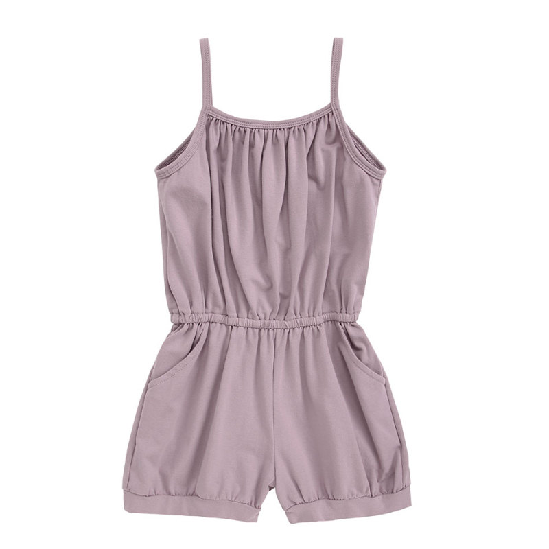 INS HOT solid pink summer toddler baby girl off shoulder jumpsuit