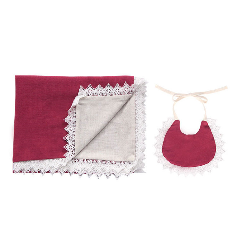 Good quality cotton linen lace breathable baby crib blanket bedding set