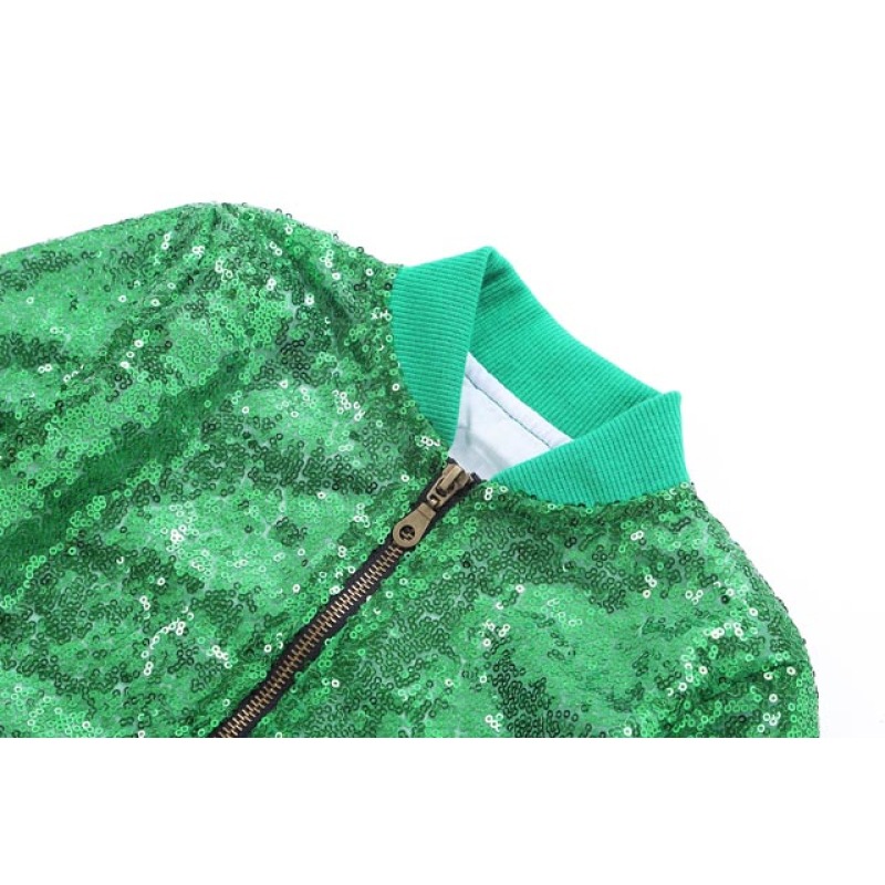 2018 Fall Children Girls Modern Green Sequin Jacket Coats
