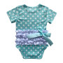 New arrival summer pink polka dots bodysuit baby boutique icing romper with ribbon bow