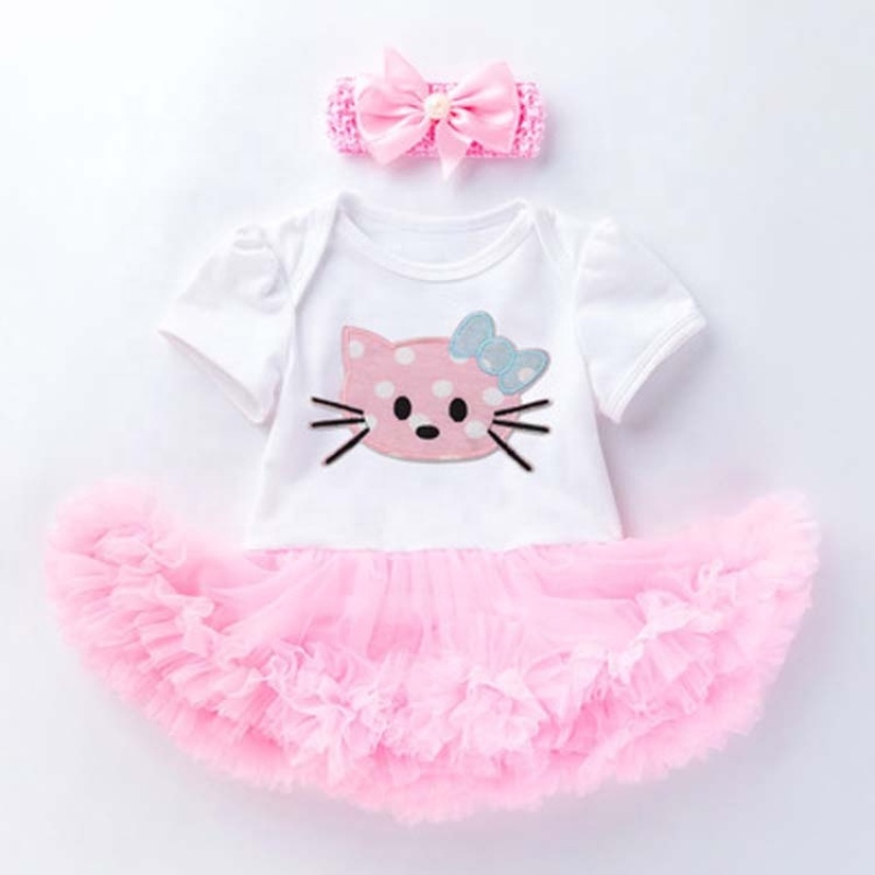 Hot Sale Toddler Girl Pink Design Cotton 2 Piece Romper Set For Birthday