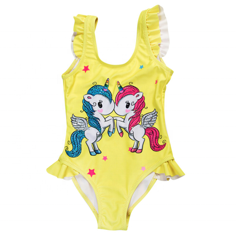 2021 new trendy print teen brand bikini designs cartoon swimwear girls unicorn swimsuit
