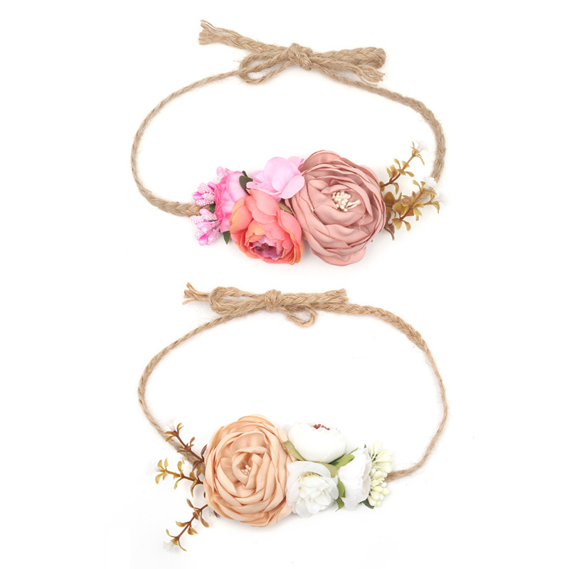 Wholesale  Children  Accessories Artificial Flower Twine Accessories For Baby Girls