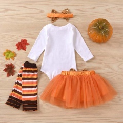 Wholesale thanksgiving day tutu skirt cotton baby romper clothing set
