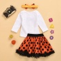 Cheap high quality trendy pumpkin polka dots toddler tutu bow skirt