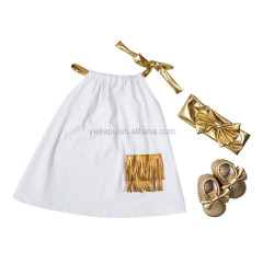 Baby Cotton Frock Design Girl Pillow Case Dress Set With Headband And Baby Shoes