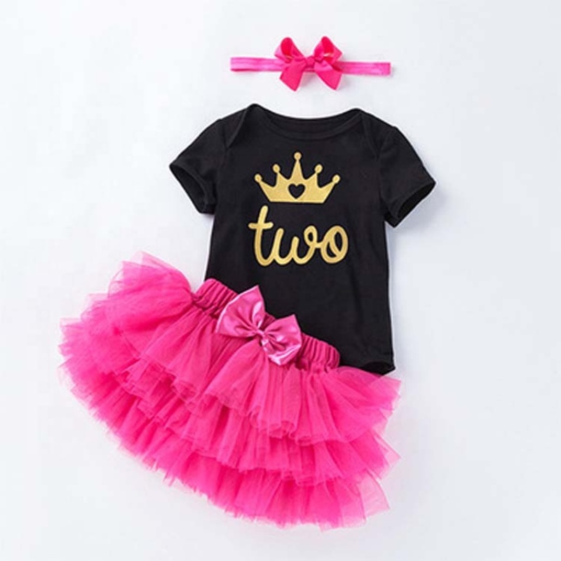 Wholesale Cotton Smash Cake Boutique Baby Romper And Tutu Skirts Set With Headband For Birthday Party 