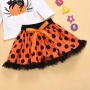 Cheap high quality trendy pumpkin polka dots toddler tutu bow skirt