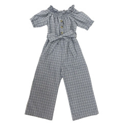 Wholesale new fall cotton plaid long pants romper kids girl jumpsuit RTS
