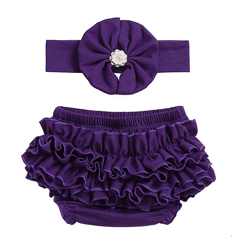 Hot Fashion Boutique  Baby  Summer  Set  Cotton Ruffle Bloomer & Headband   2 PCS  Girl Outfits