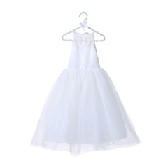 Maxi little girls sleeveless lace pure white  girls tulle dress kids children clothes