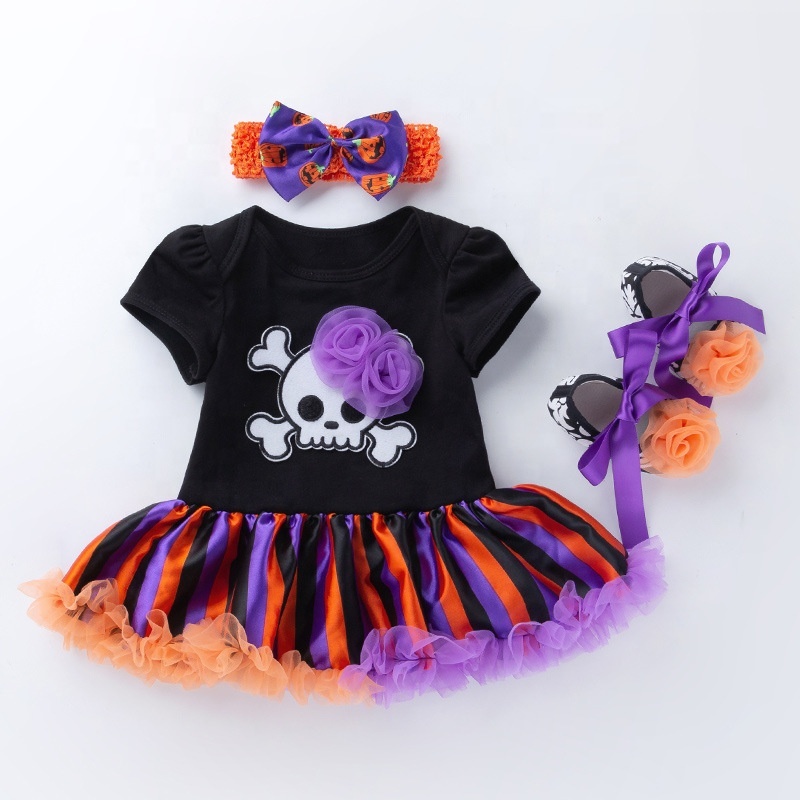 2021 halloween cartoon embroidery baby tutu skirt romper outfits