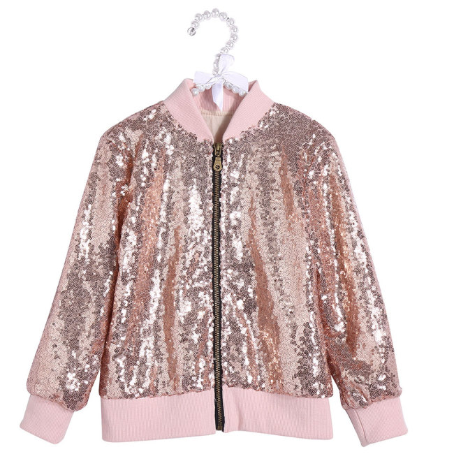 2019 OEM wholesale custom fashion design girl outwear sequin jacket