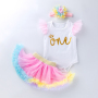 Wholesale High Quality Cotton Girls Toddler Clothing Sets For Birthday Party 