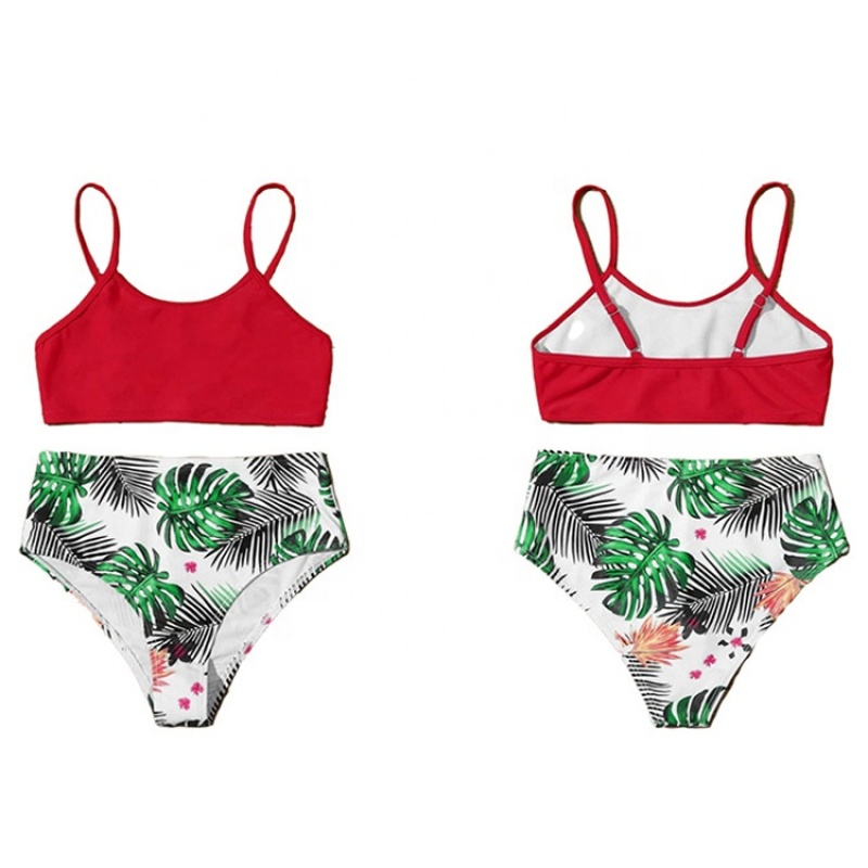 Wholesal red design high waist breathable pastel swimsuit swimwear