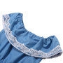 Wholesale  Ruffle Baby Girl Rompers  Denim  O-neck Lace Denim romper Clothes Jumpsuit
