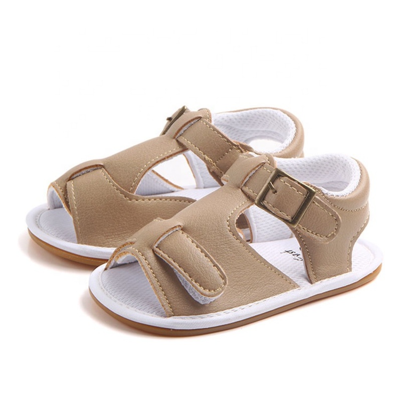 2021 summer fashion solid color baby boy buckle strap leather sandals