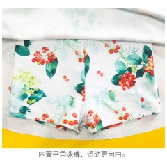2021 fashionable bikinis flowers kids swimwear children criss cross swimsuit