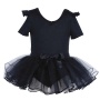 Ballet skirt girls solid leotard ballroom dancewear short sleeve ruffle tutu dresses children's performance suit