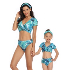 USA black blue printed ruched leopard private label bikini swimsuit