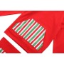 Children Red Sport Clothing Set, Kangaroo Pocket Striped Hoodie Sets