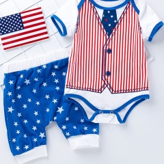 wholesale USA 4th of July cotton toddler clothing set stock
