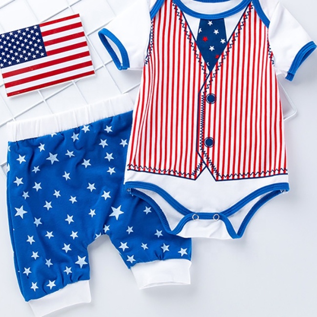 Wholesale 4th of July cotton baby boy clothes
