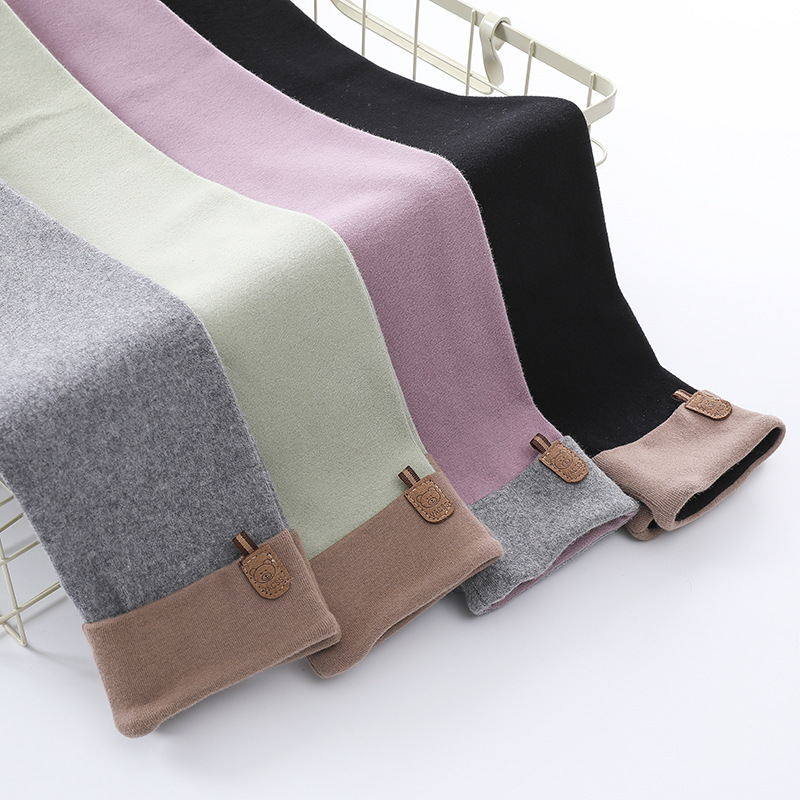 KAPU ribbed knit cotton warm plain leggings and tights for girl kids
