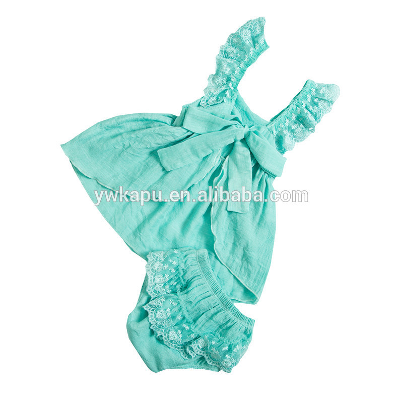 Boutique Newborn Girls Cotton Swing Top 2 pieces Sets with Ruffled Bloomers