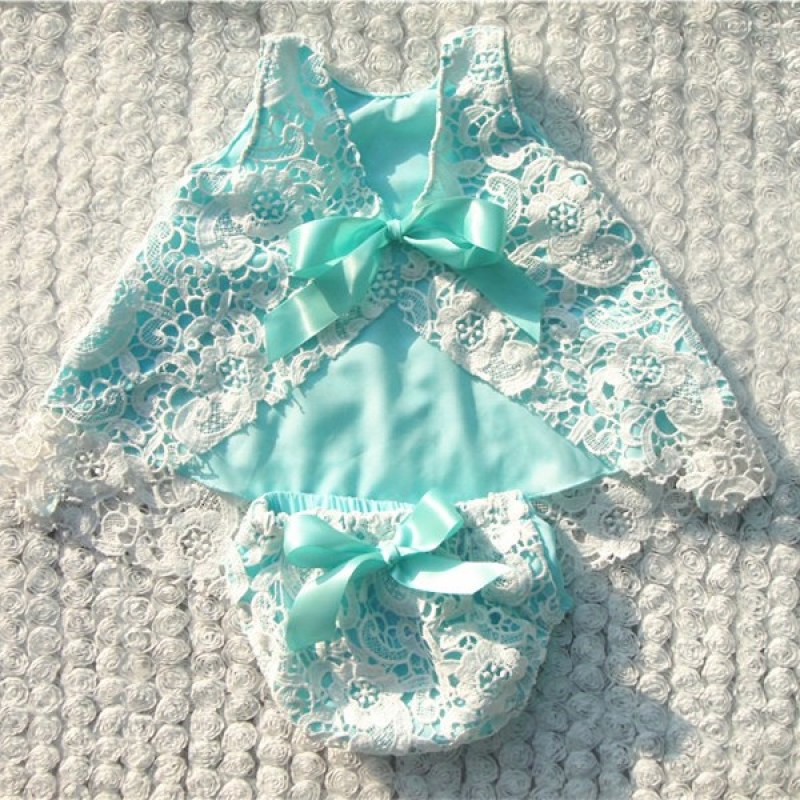 Wholesale Kids Summer Wear Lace Swing Top Matching Bloomer Clothing Set