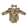 Toddler fall rainbow long sleeves  knit floral Christmas thanks giving baby girl's romper with headband