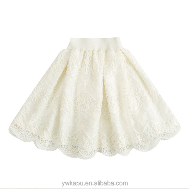White Lace Pleated Wrap Skirt School Girl maxi Kids Skirt For Toddler