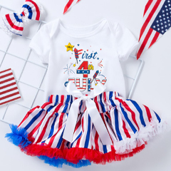 wholesale 4th of July baby romper legwarmers outfit