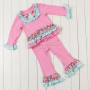 Newest Coming Fall boutique girl clothing outfits Baby Children Clothing Ruffle Clothing Set for Christmas