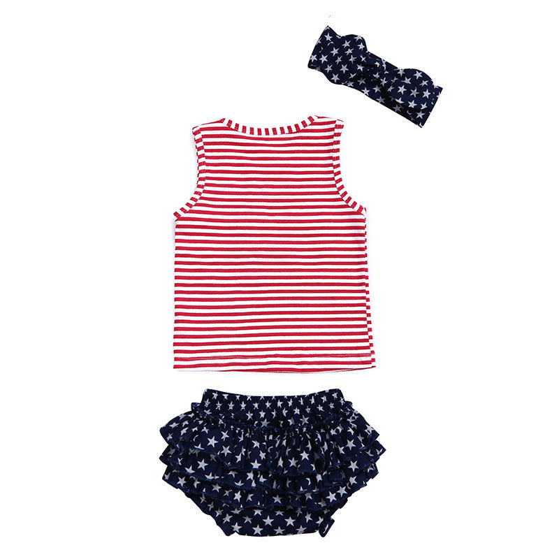 2019 New design Sleeveless Clothes Babt Girl Heart Tank Top Ruffle Bloomer  outfit