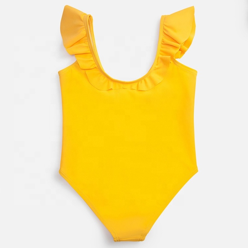 Cheap Swimwears Ruffle Hollow Bikini Little Girls Yellow Children for Girls Customizable Swimwear Beachwear Spring Summer Fall