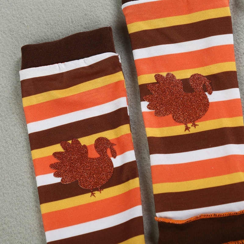 Thanksgiving day   organic cotton   trendy baby romper legs warmer sequin bow headband clothes set