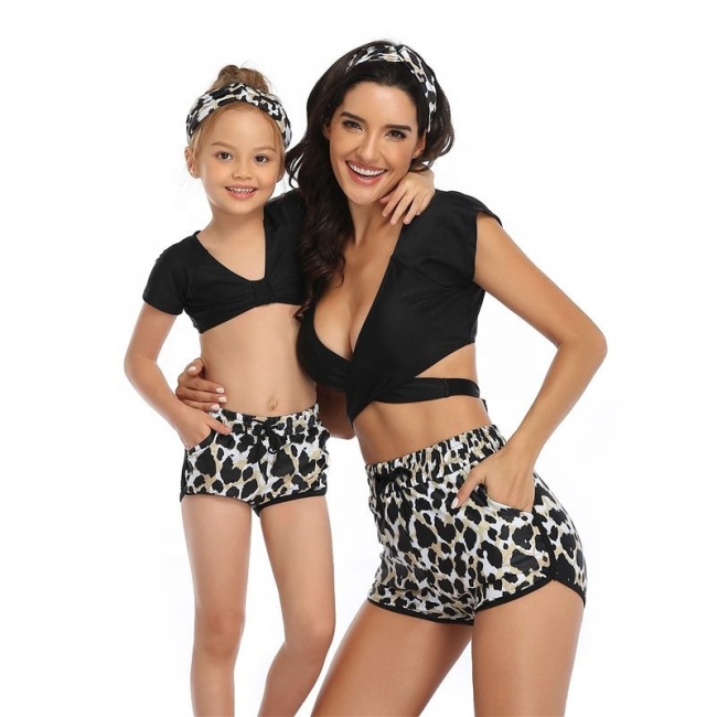 2021 Amazon Hot black blue sexy adies kids bikini 3 pieces beach wear
