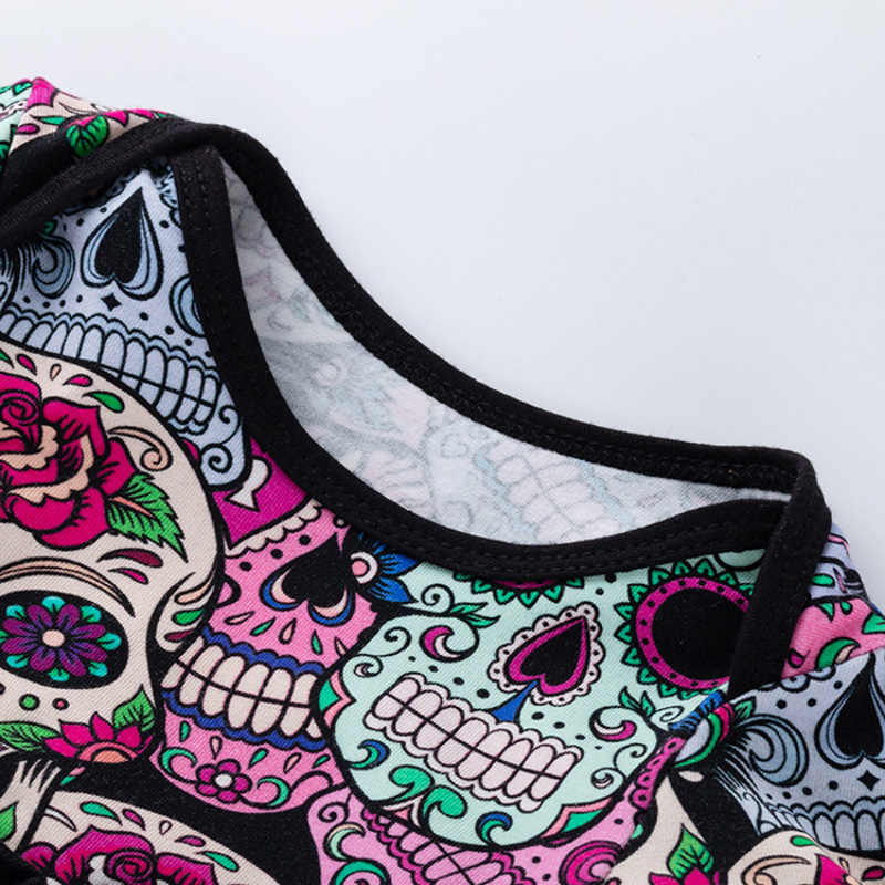 Halloween trendy punk  ruffle half sleeve boutique clothes newborn baby romper