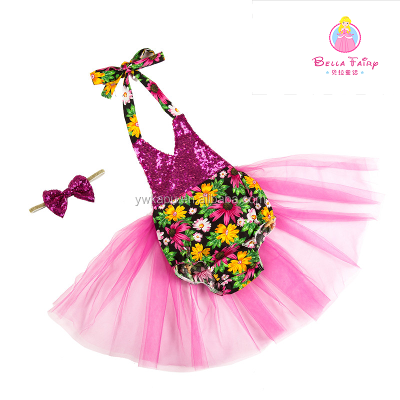 2018 trending products hot selling baby products sequin romper tutu set boutique cute baby party clothes