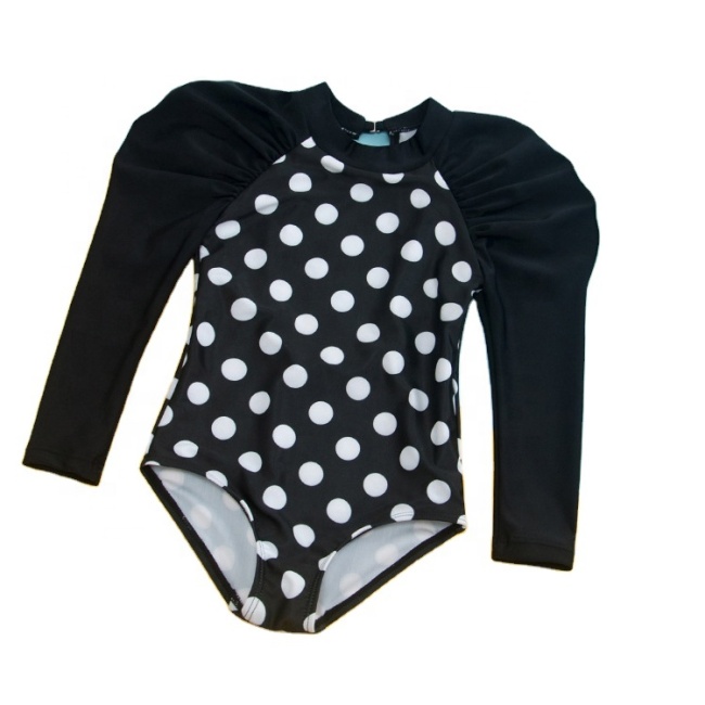 Fashionable black one piece long sleeve skirt swimwear swimsuit