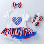 2021 hot sales 4th of July  baby kdis girl clothing set cotton