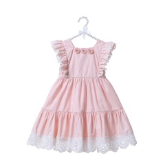 Wholesale Children Girl Sleeveless Long Dresses With Lace Edge 