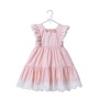 Wholesale Children Girl Sleeveless Long Dresses With Lace Edge 
