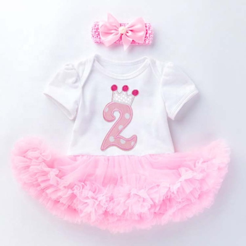 Hot Sale Toddler Girl Pink Design Cotton 2 Piece Romper Set For Birthday