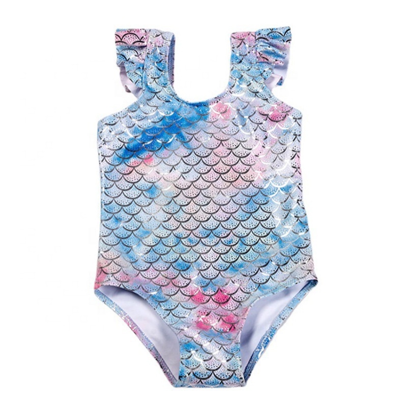 2021 kids luxury trendy change color luxury mermaid scale swimwear sets sparkling bikinis