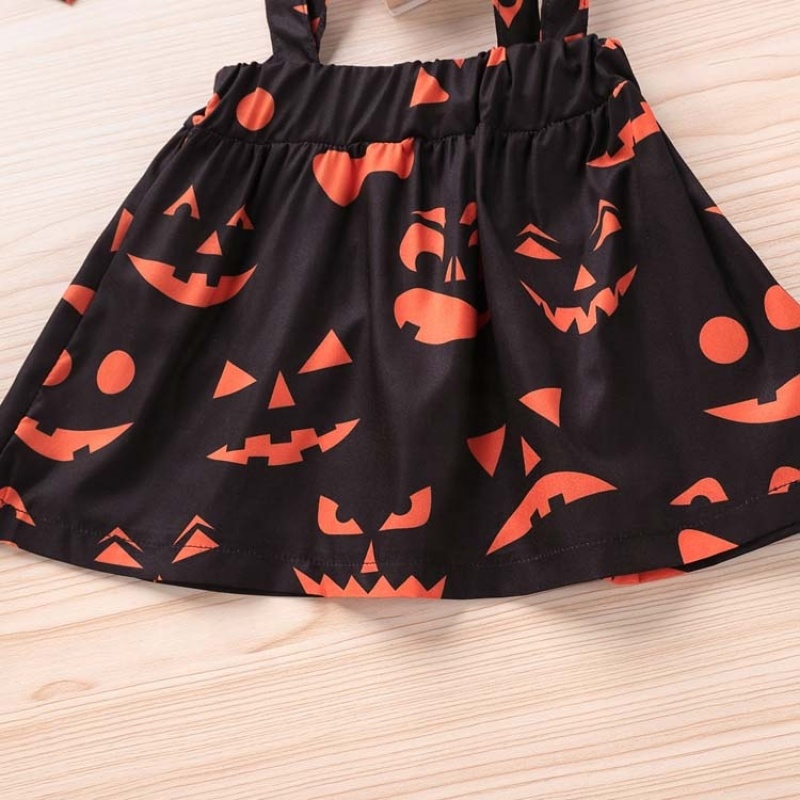 2021 Halloween trendy ruffle cartoon printed romper suspender dress