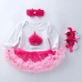 New Arrival Children Birthday Tutu Dress With Baby Shoes And Headband Set 